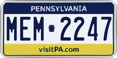 PA license plate MEM2247