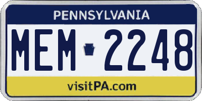PA license plate MEM2248