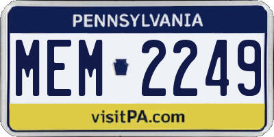 PA license plate MEM2249