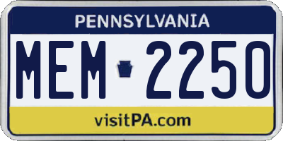 PA license plate MEM2250
