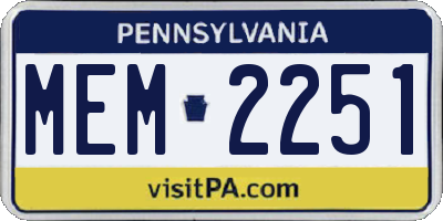 PA license plate MEM2251