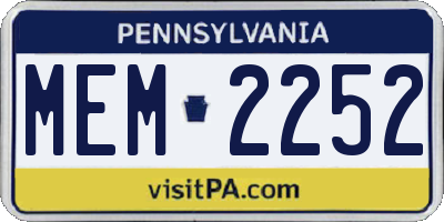 PA license plate MEM2252