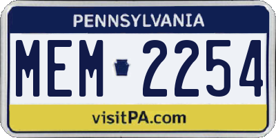 PA license plate MEM2254