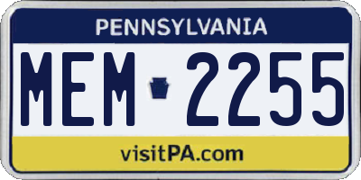 PA license plate MEM2255