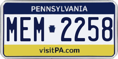 PA license plate MEM2258