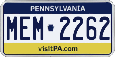 PA license plate MEM2262