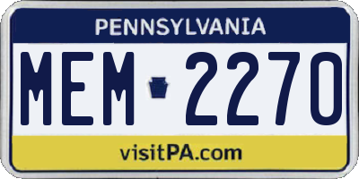 PA license plate MEM2270