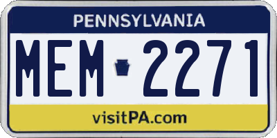 PA license plate MEM2271