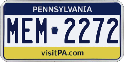 PA license plate MEM2272