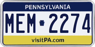 PA license plate MEM2274