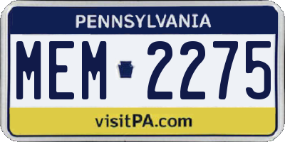 PA license plate MEM2275