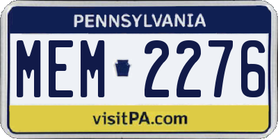 PA license plate MEM2276