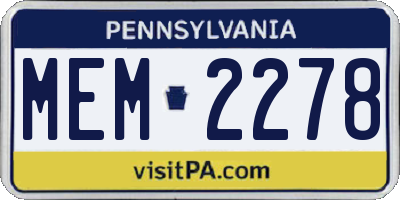 PA license plate MEM2278