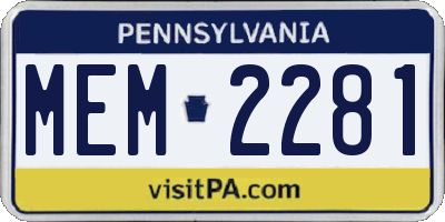 PA license plate MEM2281
