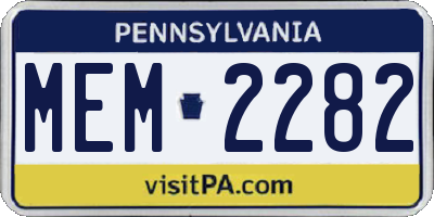 PA license plate MEM2282