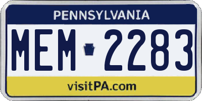 PA license plate MEM2283