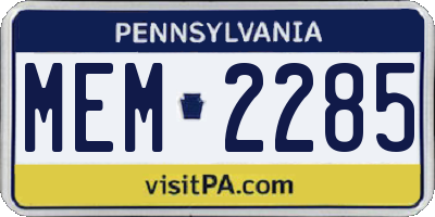 PA license plate MEM2285