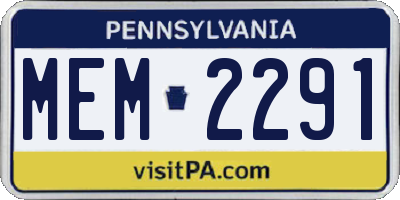 PA license plate MEM2291