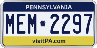 PA license plate MEM2297