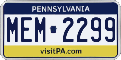 PA license plate MEM2299