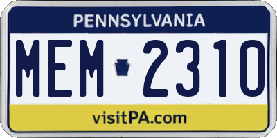 PA license plate MEM2310