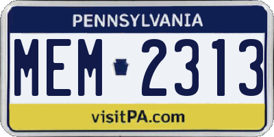PA license plate MEM2313