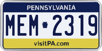 PA license plate MEM2319