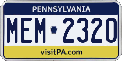 PA license plate MEM2320