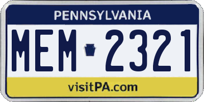 PA license plate MEM2321
