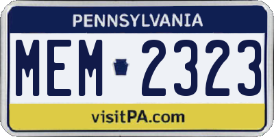 PA license plate MEM2323
