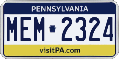 PA license plate MEM2324