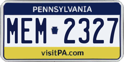 PA license plate MEM2327