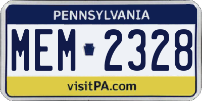 PA license plate MEM2328