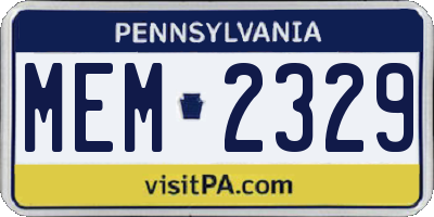 PA license plate MEM2329