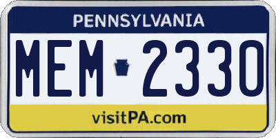 PA license plate MEM2330