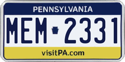 PA license plate MEM2331