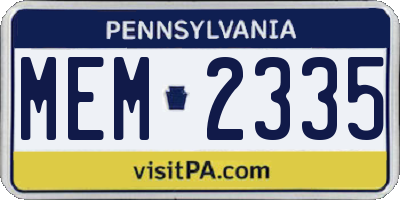 PA license plate MEM2335