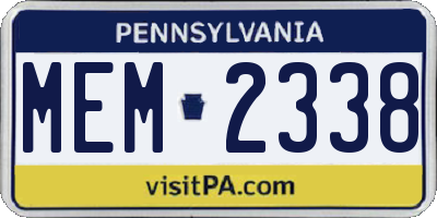 PA license plate MEM2338
