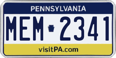 PA license plate MEM2341