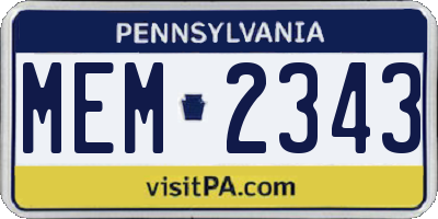 PA license plate MEM2343