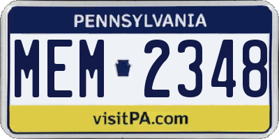 PA license plate MEM2348