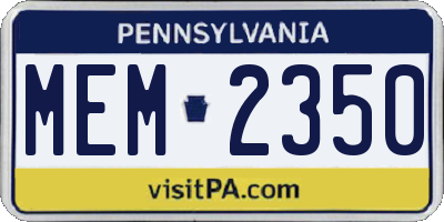 PA license plate MEM2350