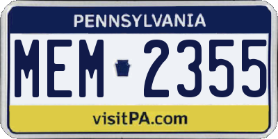 PA license plate MEM2355