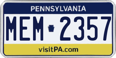 PA license plate MEM2357