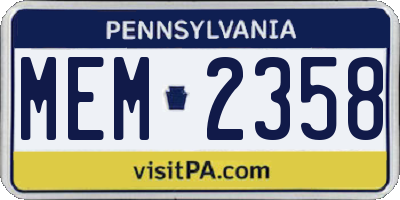 PA license plate MEM2358