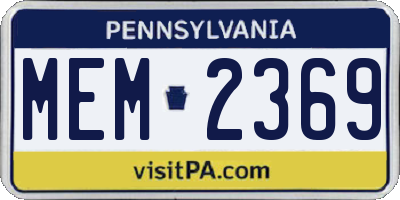 PA license plate MEM2369