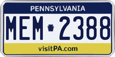 PA license plate MEM2388