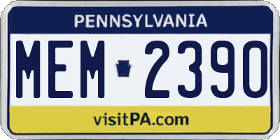 PA license plate MEM2390