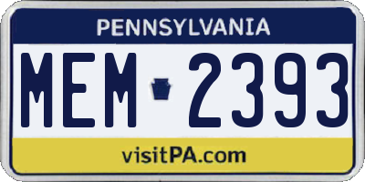 PA license plate MEM2393