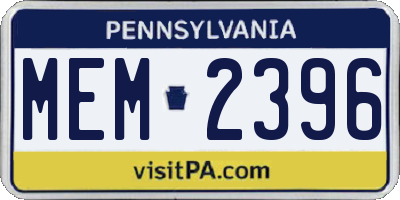 PA license plate MEM2396
